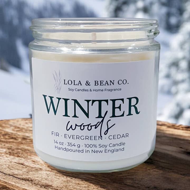 Winter Woods – Holiday Soy Candle | Evergreen, Fir, Cedar for wholesale by Lola & Bean Co.