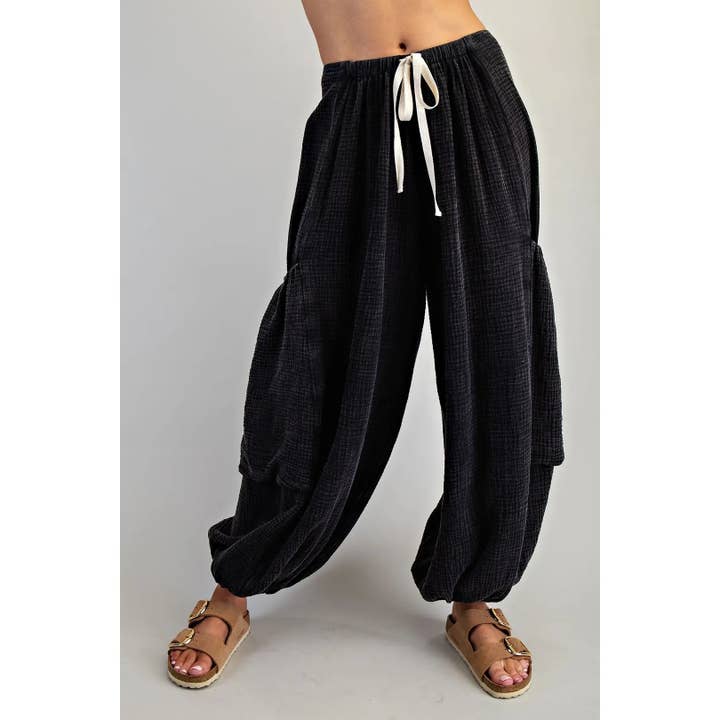 NOVAS Calças de Gaze de Algodão com Perna Balão por atacado de STYLE USA