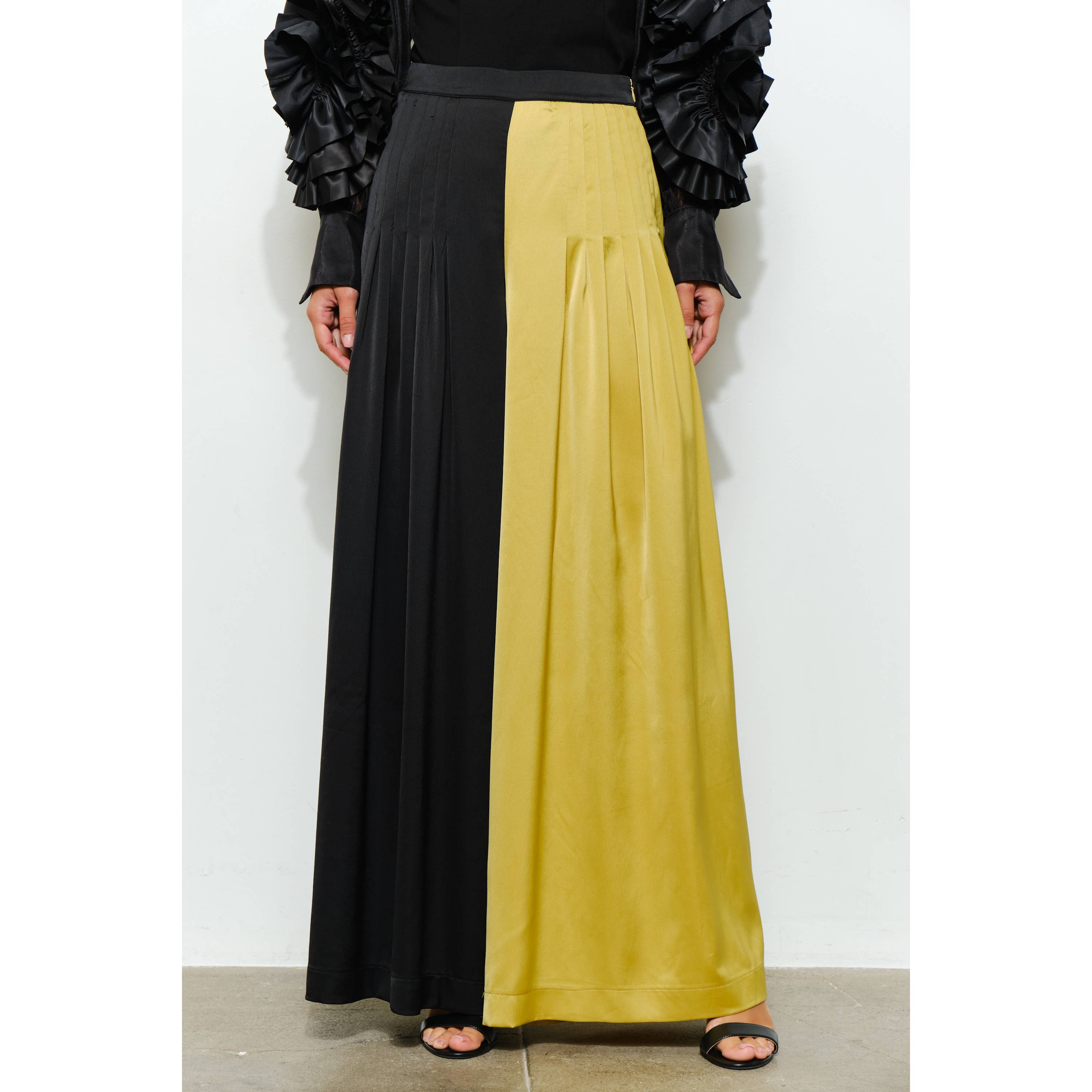 BLACK MUSTARD High Waist Color-Block Pleated Wide-Leg Pants for wholesale on Faire1
