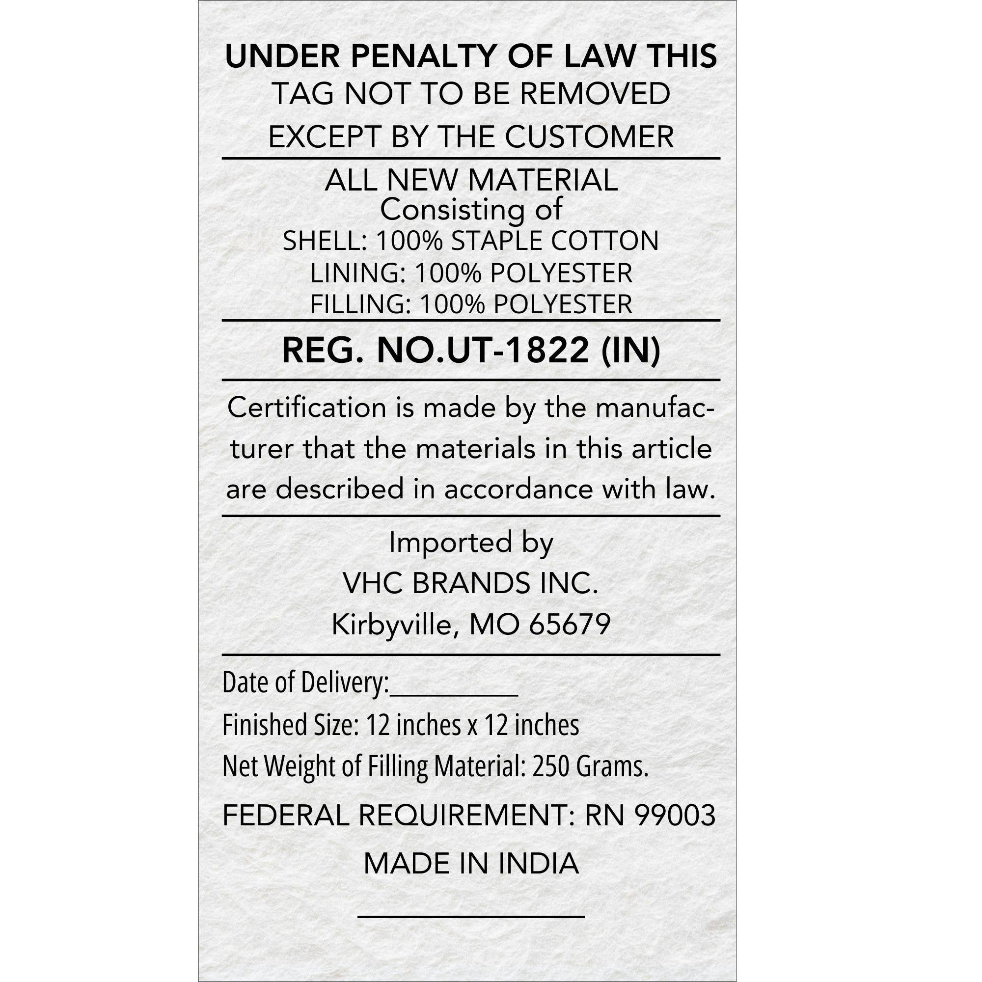 VHC Brands - Wholesale Throw/Decorative Pillow - Connell Prim & Proper Pillow 12x125