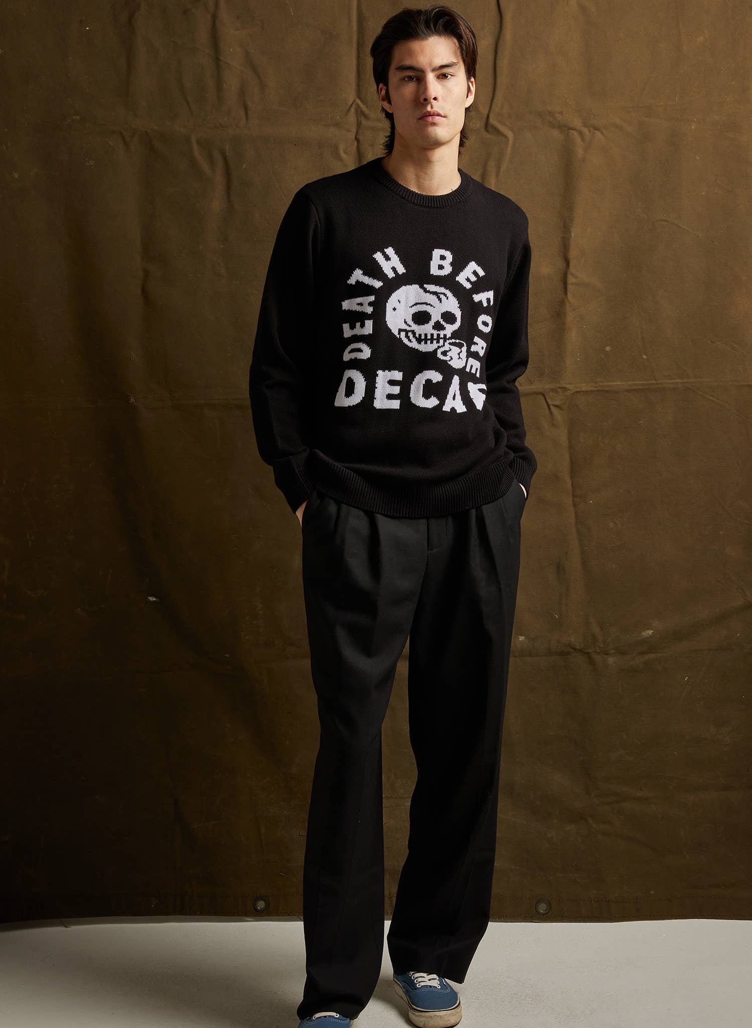 Pyknic - Wholesale Knit Sweater - Unisex - Death Before Decaf Coffee Knit Pullover Sweater5