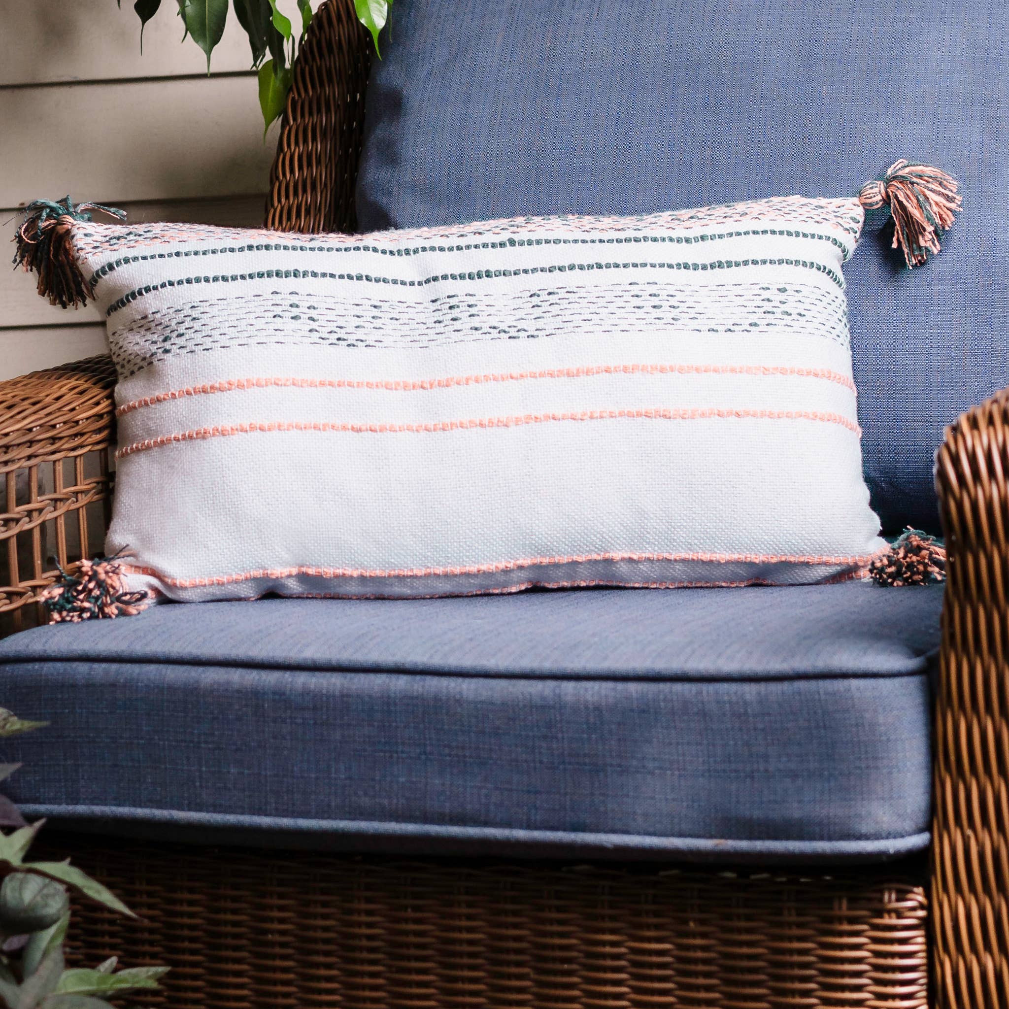 Elsie & Zoey - Wholesale Lumbar Pillow - Tylanne 12X22" Handwoven Striped Indoor/Outdoor Throw Pillow4
