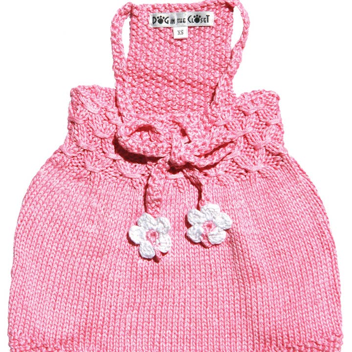 The Daisy - Roze handgebreide hondentruijurk voor wholesale door Dog in the Closet