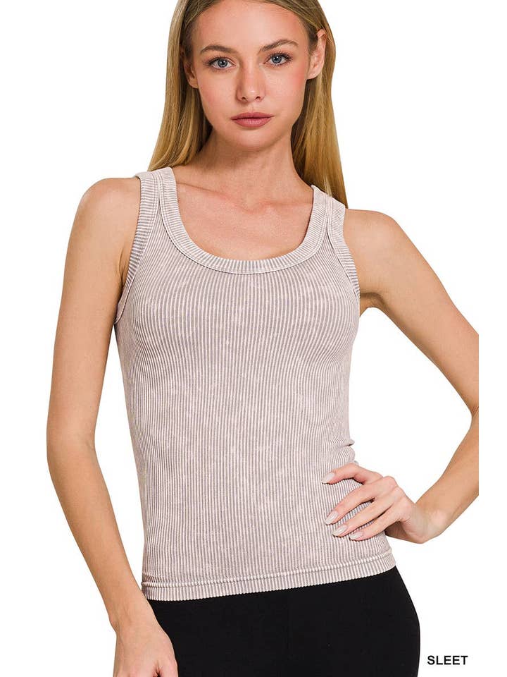 Vanilla Monkey - Vendita all'ingrosso Top in maglia - Donna - Canotta senza cuciture a costine lavata con scollo a 2 vie25