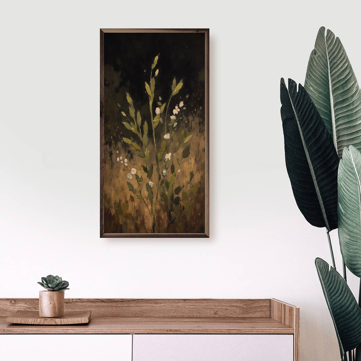 Kendrick Home - Wholesale Wood Wall Art - Field Grass With White Flower2