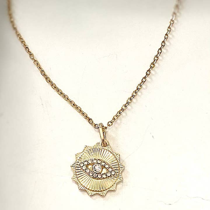 HoopLa - Wholesale Pendant/Charm Necklace - See- Evil Eye SunRay Pendant Necklace- Steel Waterproof