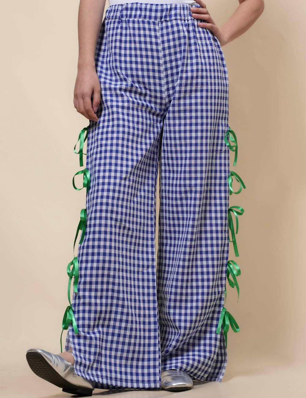 Sweetkama – Großhandel Hose – Damen – Damen Karierte Hose mit Seitenschlitz und Schleife SKP4109415