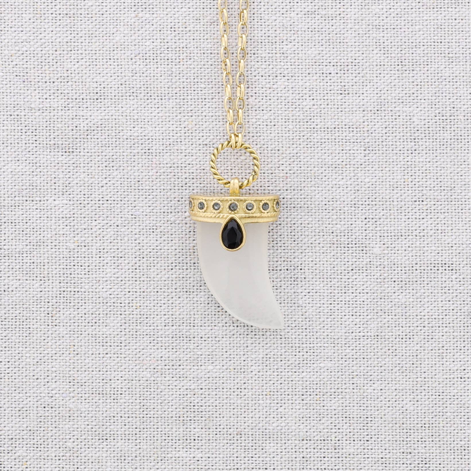 Sonata - Wholesale Pendant/Charm Necklace - Steel Necklace, Horn Pendant, Stone, Crystals6