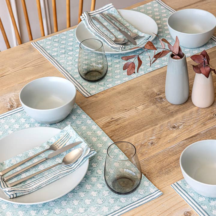 over&back - Wholesale Placemat - Artisan Hand-Blocked Placemats – 100% Cotton – Set of 45