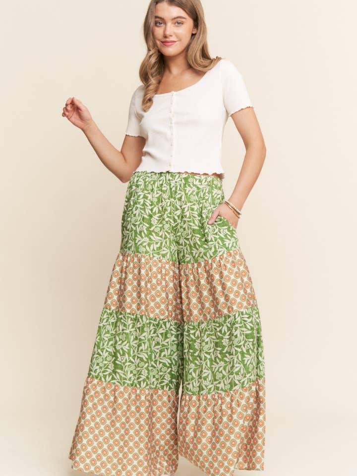WIDE LEG MULTI PATTERN CASUAL BOTTOMS for wholesale by J.NNA
