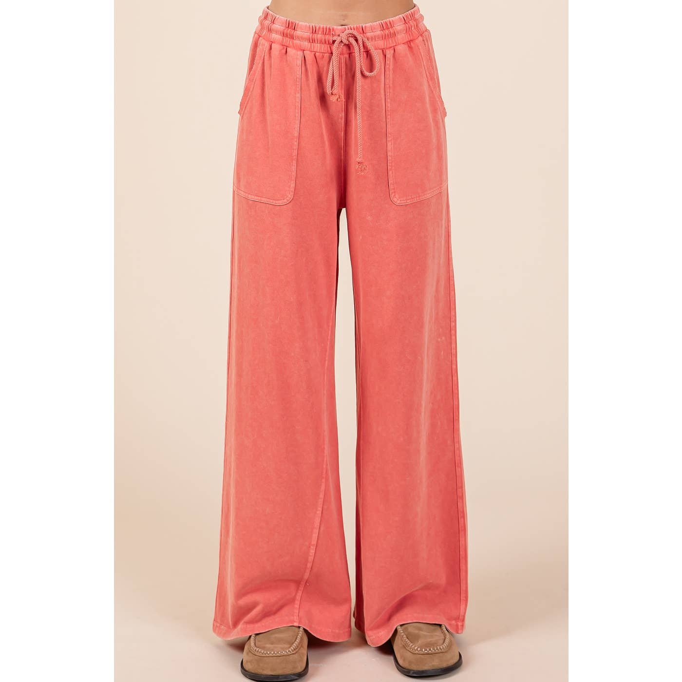 mittoshop - Wholesale Pants - Women's - MINERAL WASH FRENCH TERRY WIDE LEG PANTS37