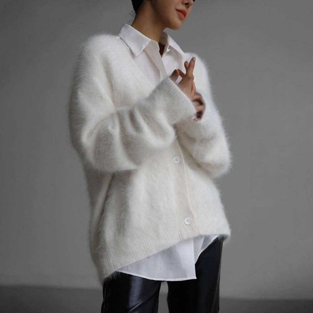 Wholesale V-Neck Loose Mohair Sweater Cardigan DPC2716 for your