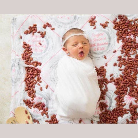 Louisiana Baby Girl Muslin Swaddle Receiving Blanket for wholesale by Little Hometown