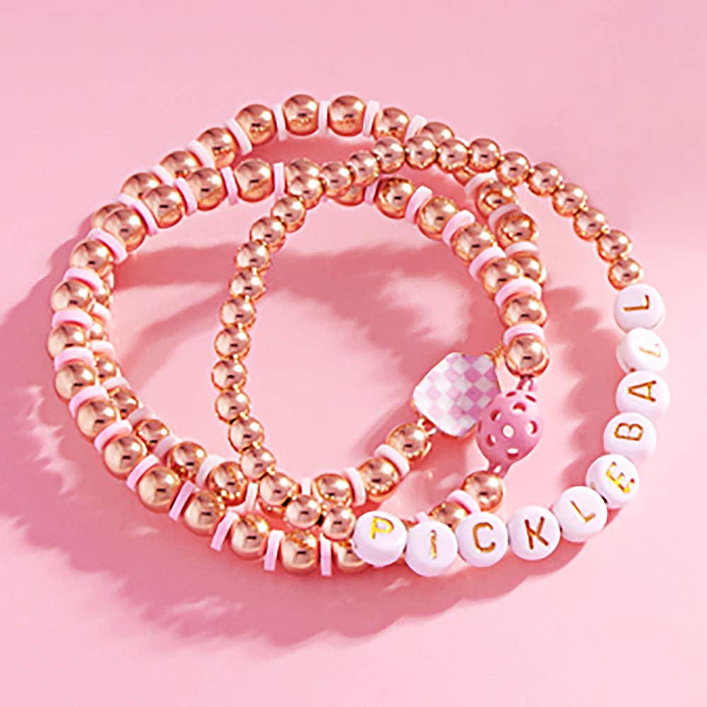 Sensibling Corp. - Wholesale Beaded Bracelet - 3PCS - Pickle Ball Message Enamel Pickleball Paddle Bracelet7