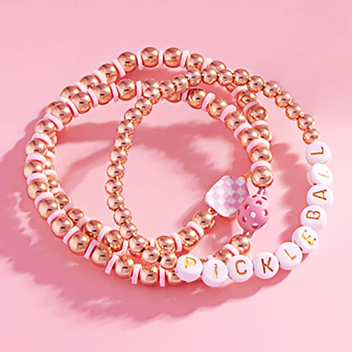 Sensibling Corp. - Wholesale Beaded Bracelet - 3PCS - Pickle Ball Message Enamel Pickleball Paddle Bracelet7