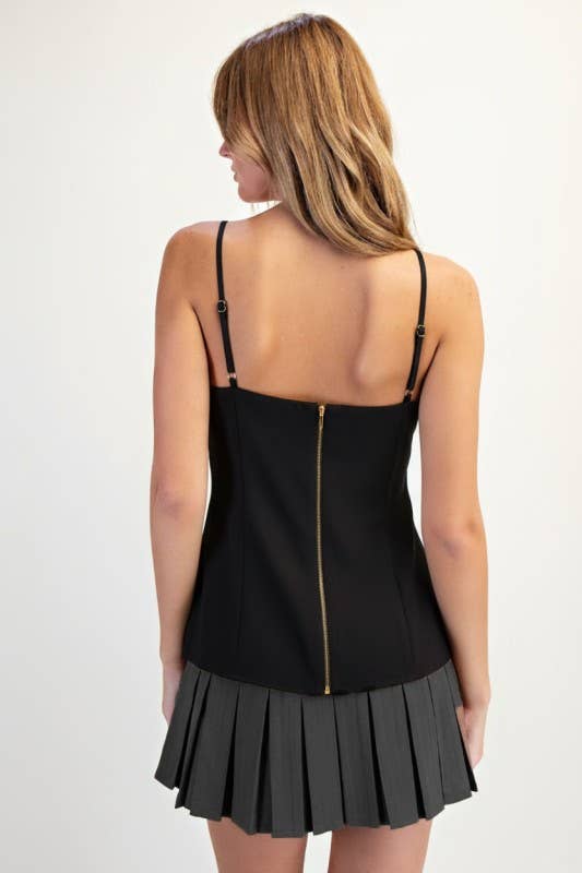 Edit by Nine - Wholesale Dress - Women's - Contrast Insert Mini Dress with Box Pleating Skirt2