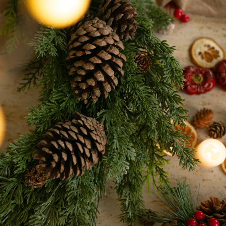 Floral Fields - Wholesale Dried/Pressed Flowers - Handmade Pine Cone Christmas Wreath For Front Door Decor