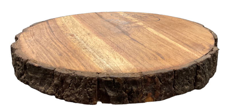 India Handicrafts Inc - Wholesale Cake Stand - Bark Edge Cake Plate w/ Iron Feet, SM, 65