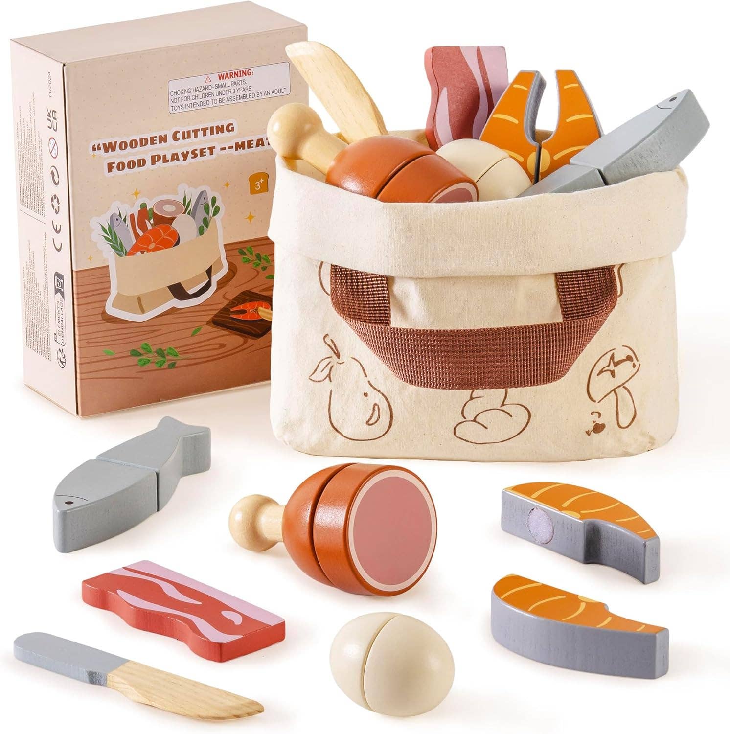 Robud & Mewoofun Official Store - Wholesale Toy Set - Kids - Robud Wooden  Pretend Play Realistic Food Cutting Set Toys16