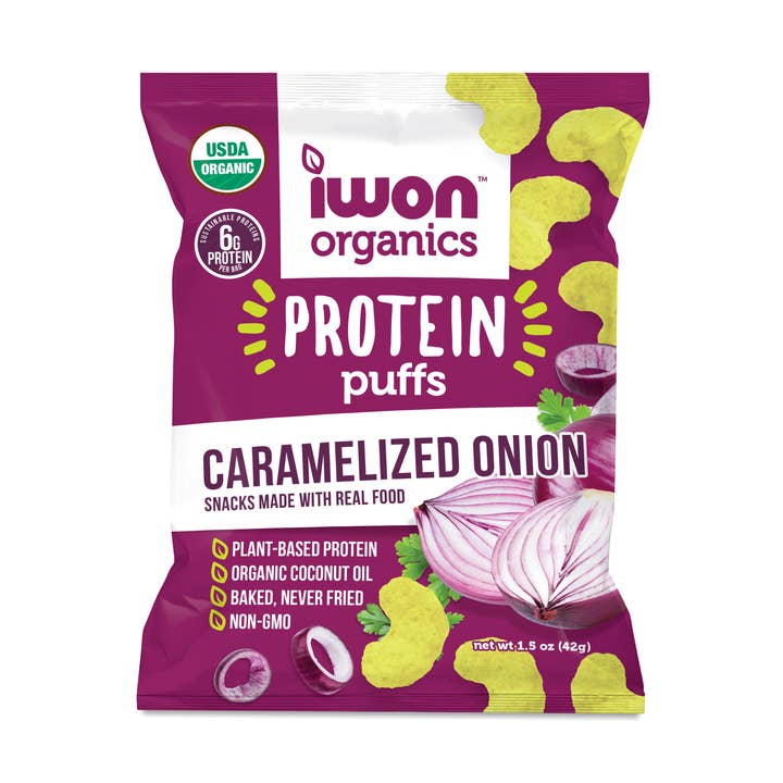 L&F Universal Goods – Großhandel Gepuffte Snacks – IWON ORGANICS BIO-PUFFS 8/1,5OZ KARAMELLISIERTE ZWIEBEL0