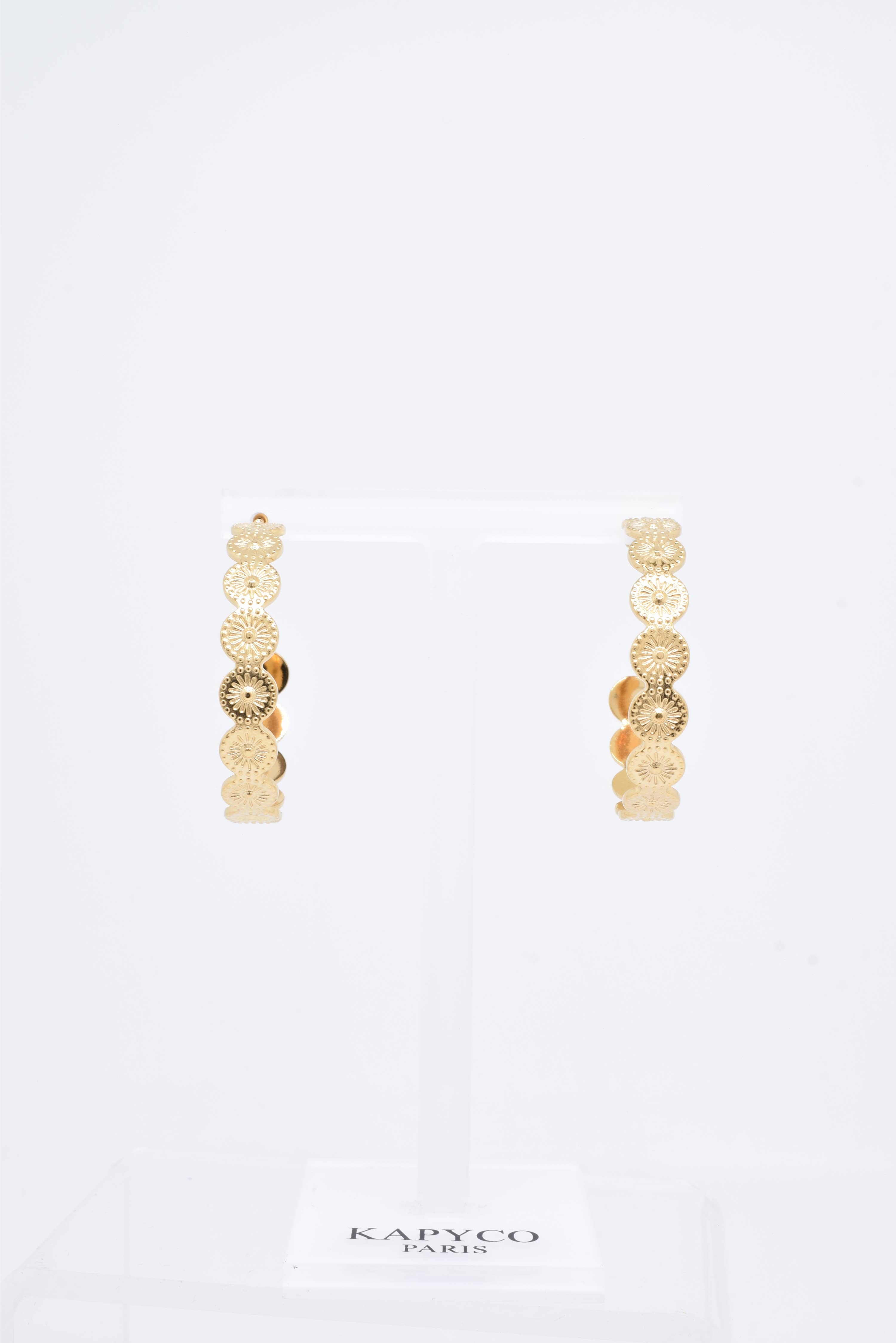 Kapyco - Vendita all'ingrosso Orecchini a cerchio - Orecchini in acciaio inox color argento o oro, diametro 39 mm1