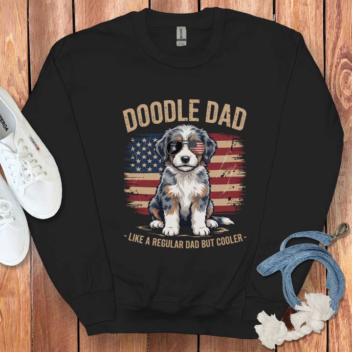 Patriotic Aussiedoodle Dad Sweatshirt for wholesale by Puppy Jo