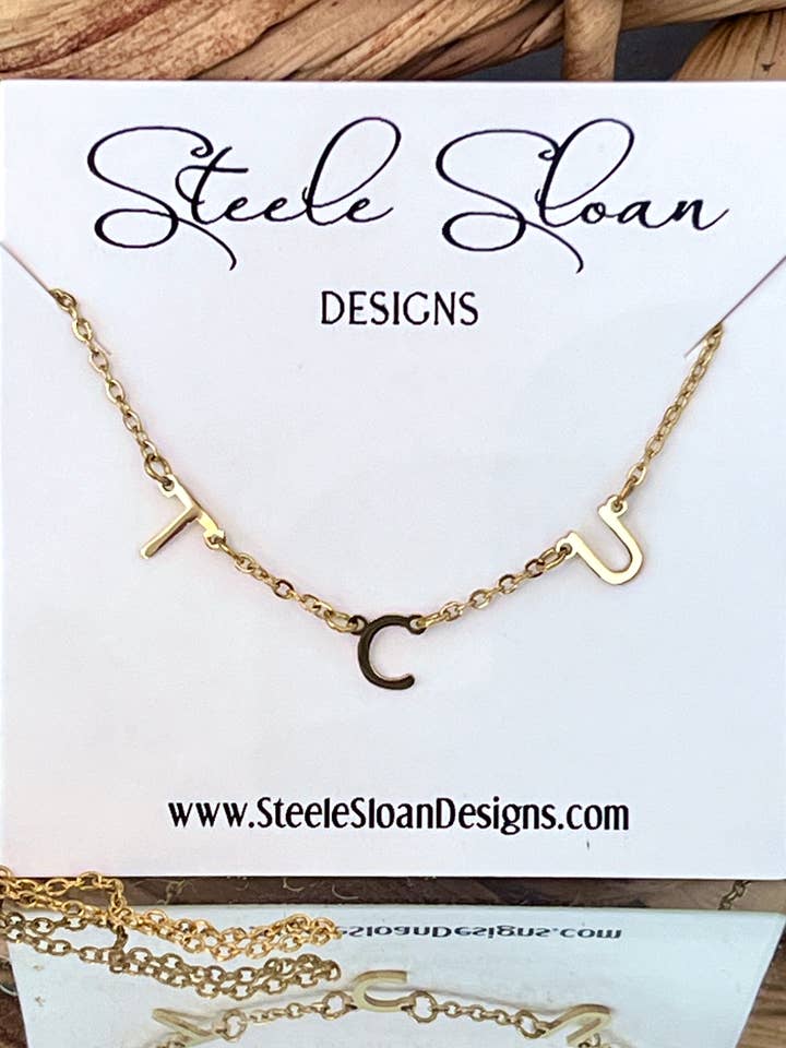 TCU Charm Necklace, TCU Gift, TCU Dangle Necklace for wholesale by Steele Sloan Designs