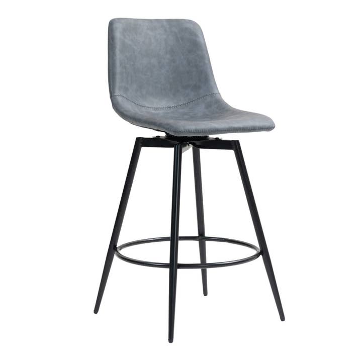 39F Inc. - Wholesale Stool - 25.7in Modern Bar Stool w/ Swivel & Backrest (Grey/Brown)
