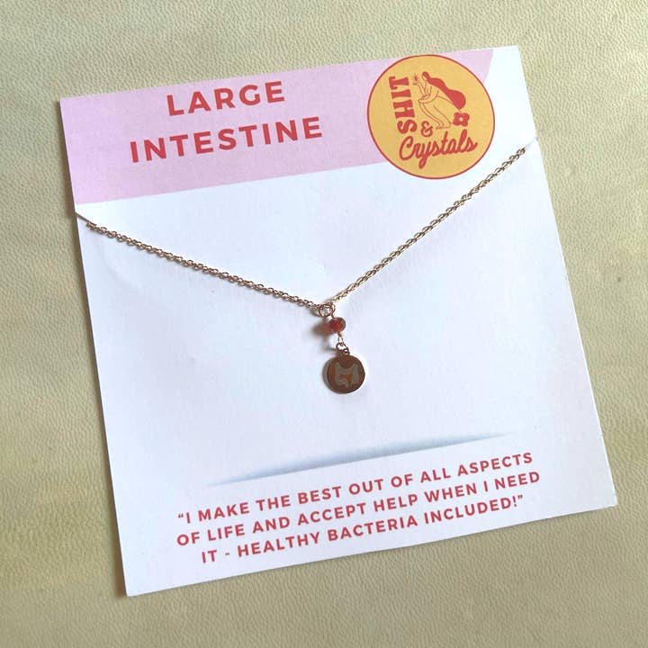 Colar de pingente de intestino grosso + pedra preciosa por atacado de Shit & Crystals