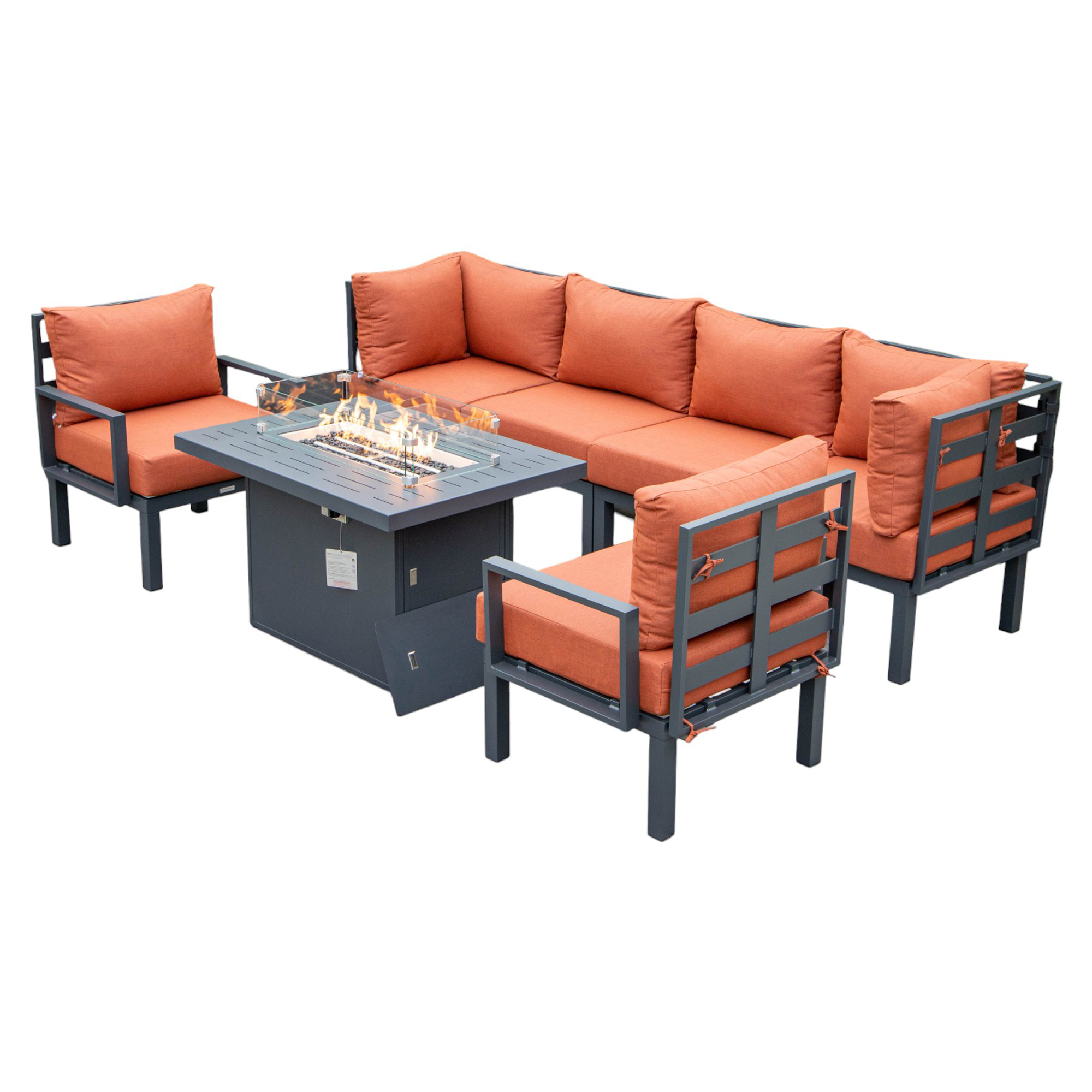 LeisureMod - Wholesale Patio Set - Chelsea 7-Piece Patio Sectional Set with Fire Pit Table41