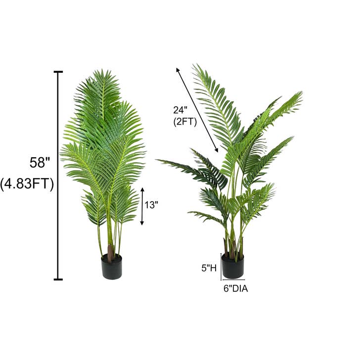 Angel Isabella – wholesale Artificial plant – 58"-Potted Lush Green Artificial Palm Tree-15 Large Leaves4