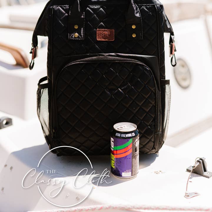 The Classy Cloth WS - Wholesale Cooler/Cooler Bag - Cooler Lunch Backpack - Black Quilted RTS9