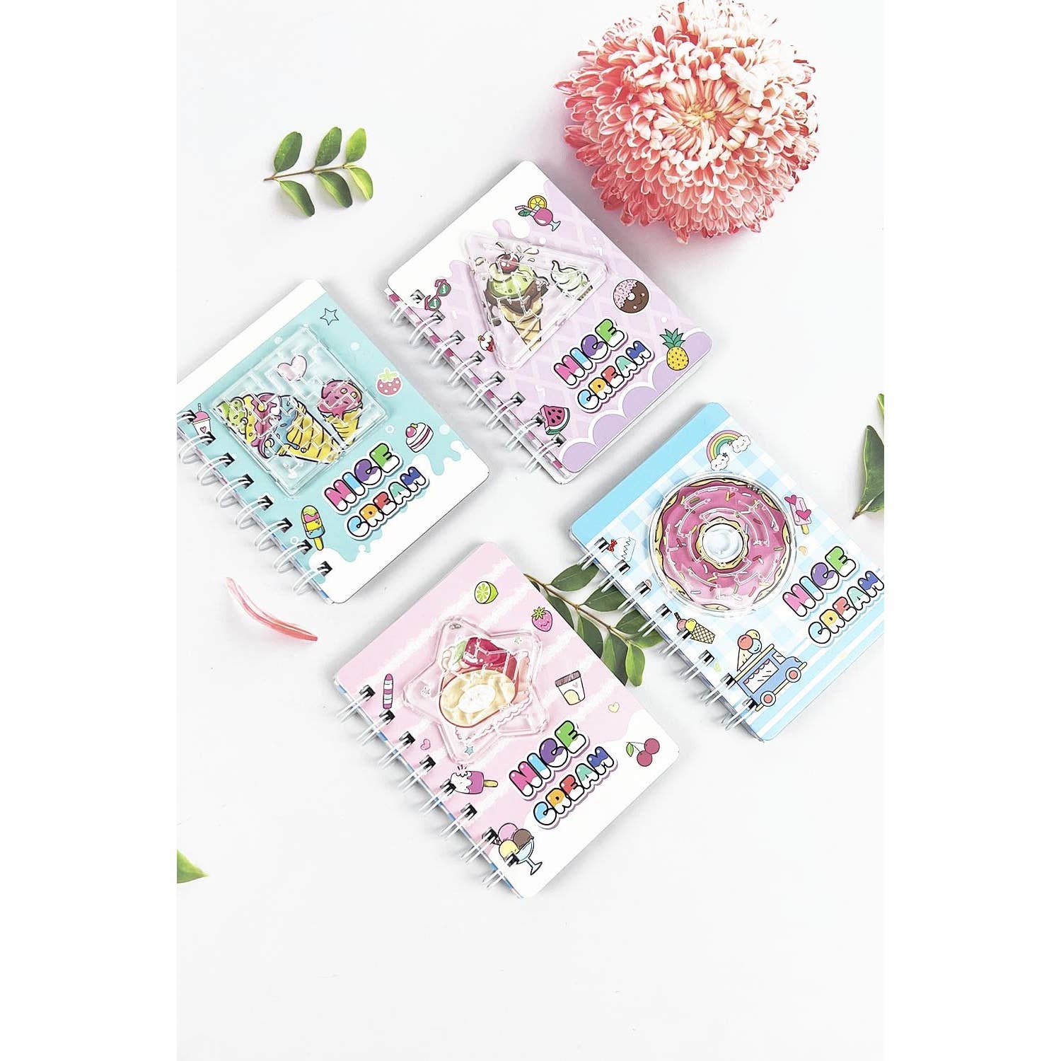 ASSORTED MINI NOTE BOOK OF DONUT ICE CREAM FRUIT PRINT WITH GAME
 for wholesale on Faire2