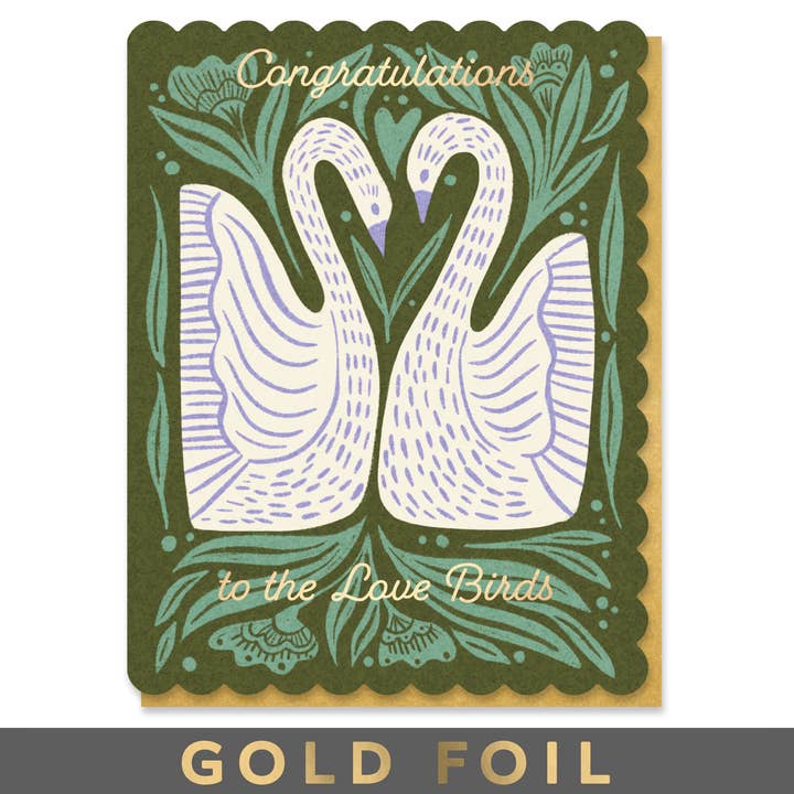 Wedding Folk Swans Card for wholesale by Paper Parasol Press