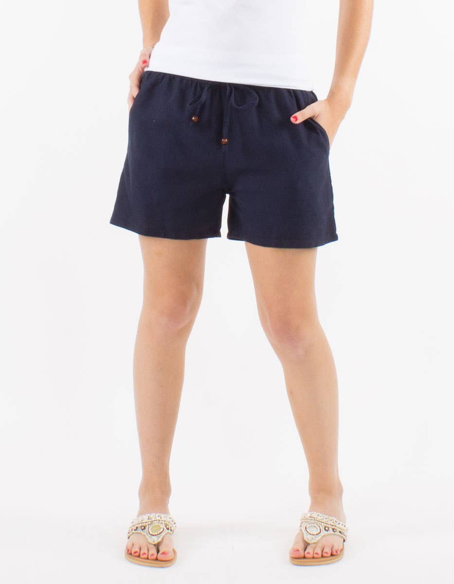 Coline – Großhandel Shorts – Damen – Shorts für Damen aus 91 % Baumwolle und 9 % Leinen mit Gürtel0