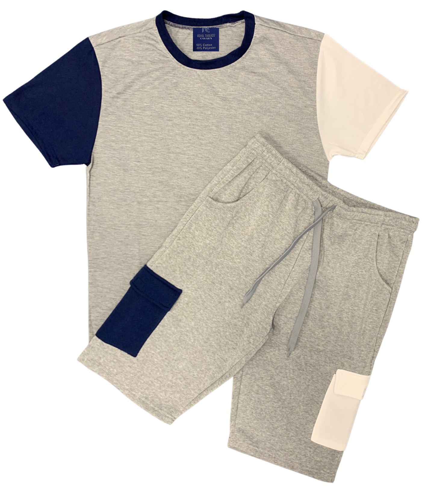 Royal Threads – Großhandel Loungewear-Set – Herren – 2-teiliges Herren T-Shirt mit Rundhalsausschnitt und passendem Cargo-Shorts-Set2