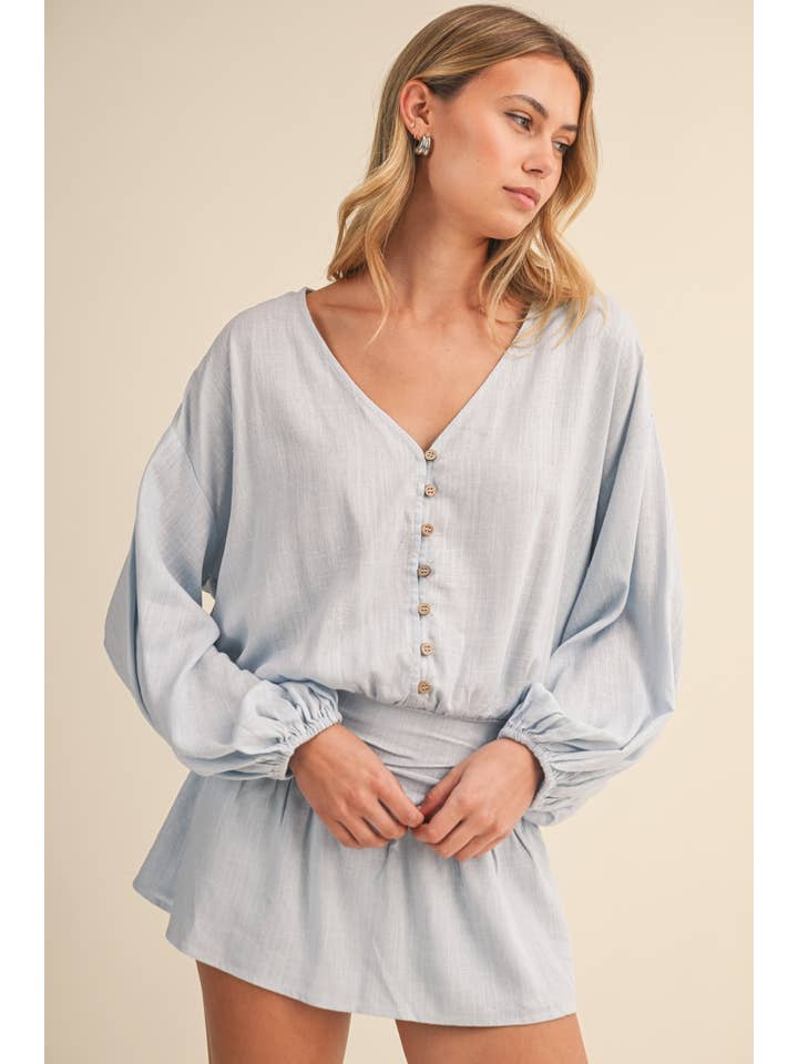 Klesis - Wholesale Romper - Women's - IR2396 LINEN LONGSLEEVES ROMPER3