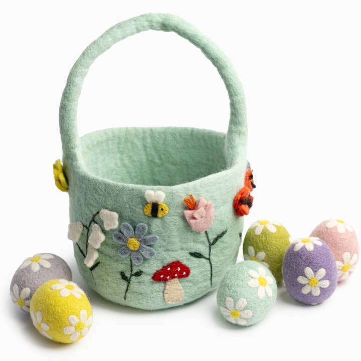Global Goods Partners - Wholesale Classic Toy - Kids - Felt Floral Easter Egg - Set of 6