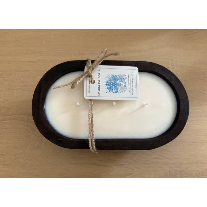 Sparkling Snow Triple Wick Doughbowl Candle for wholesale by Wick and Stone Candles