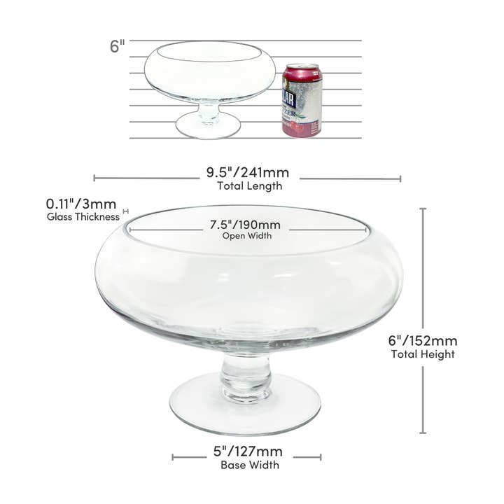 Jacobson - Wholesale Vase - Ulster Compote Glass Vase - 9.5" Dia x 6"H