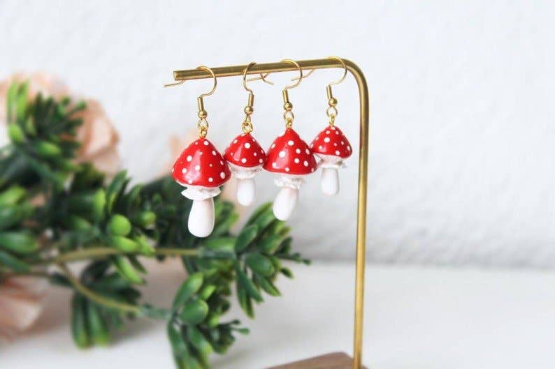 Studio Niani - Wholesale Dangle Earrings - Handmade Mushroom Earrings, Polymer Clay Earrings, Autumn5