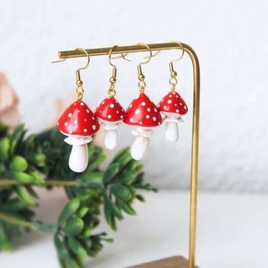 Studio Niani - Wholesale Dangle Earrings - Handmade Mushroom Earrings, Polymer Clay Earrings, Autumn5