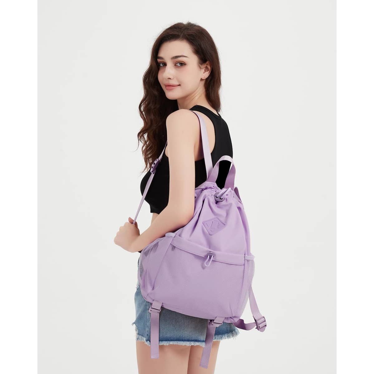 wandf - Vente Sac à cordon de serrage – unisexe - Sac à dos de sport avec cordon de serrage et sangle pour tapis de yoga20