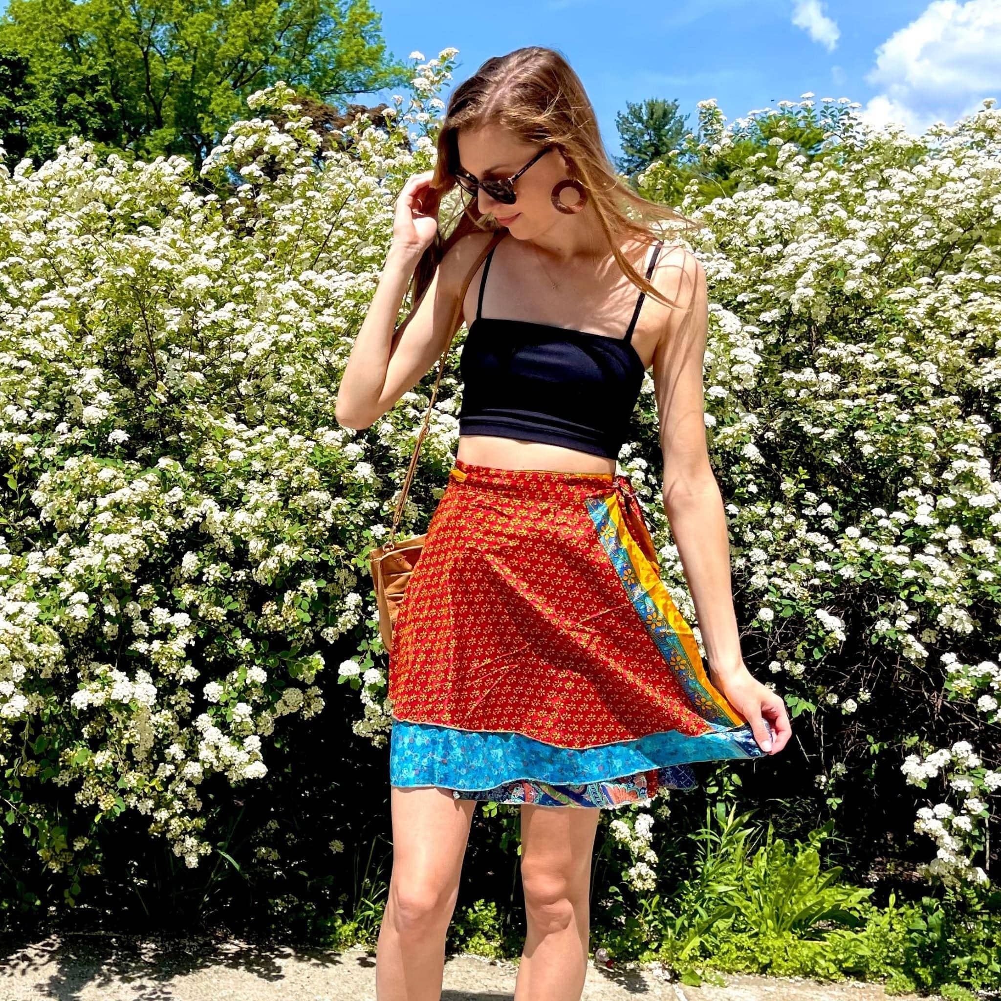 Darn Good Yarn - Wholesale Skirt - Women's - Knee-Length: "Mini" Sari Wrap Skirts29