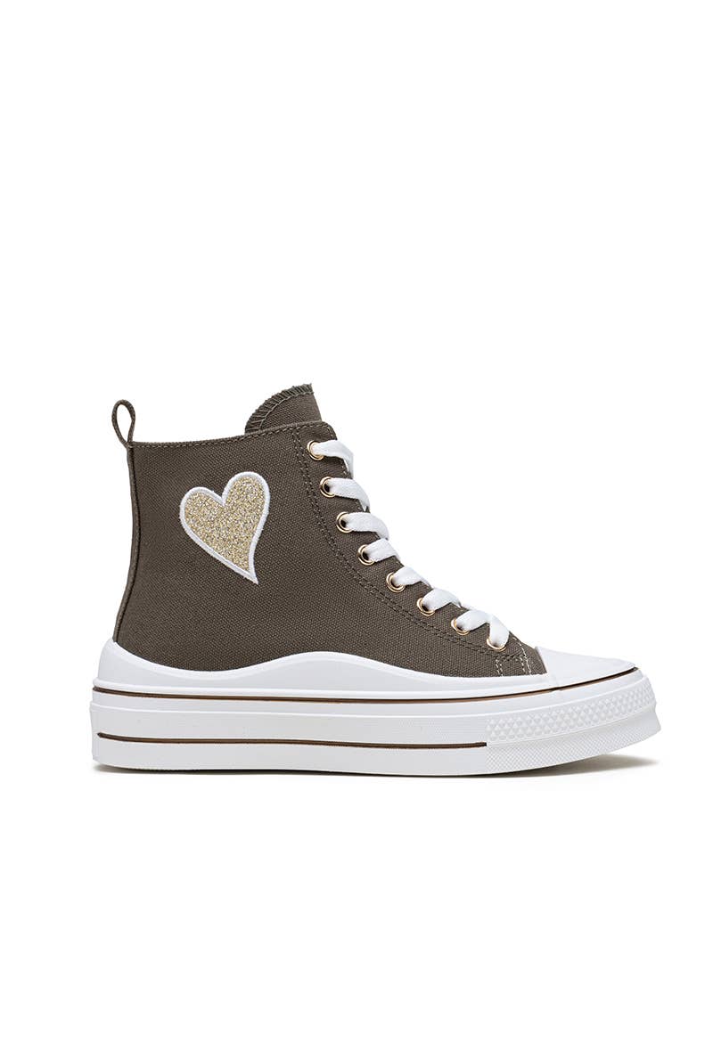 LADY GLORY - Wholesale Lifestyle Sneakers - Women's - Women's High-Top Sneakers with Glitter Heart3