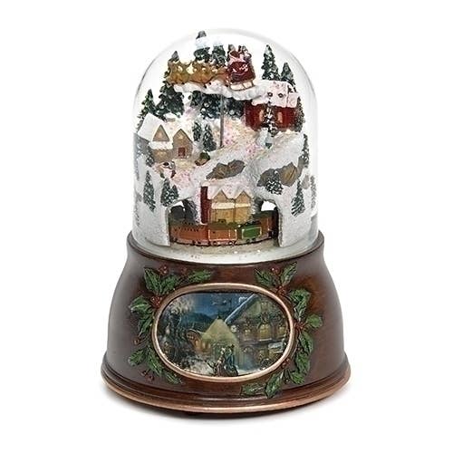 Musical Village & Train with Santa Bullet Glitterdome for wholesale by Roman