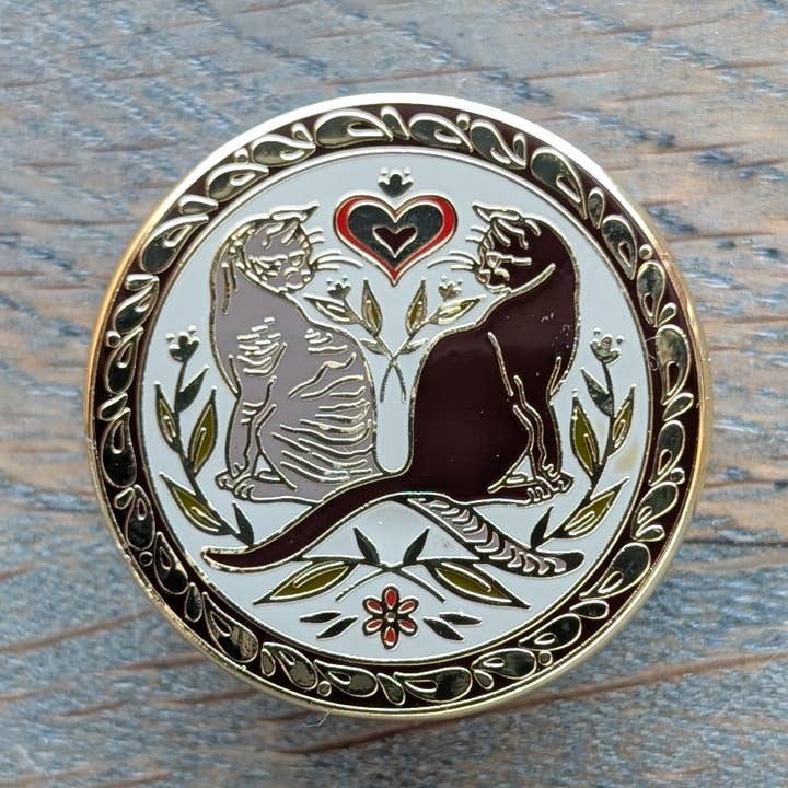 House Cat Hex Sign Gold Hard Enamel Pin for wholesale by Thistle Finch Designs