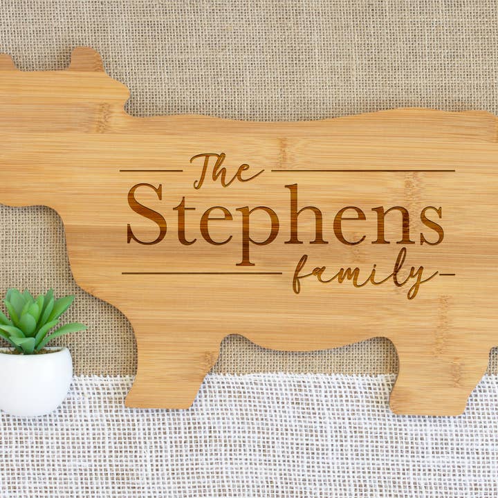 Our Board Boutique - Wholesale Cutting Board - Linear Family Name Animal Shaped Cutting Board