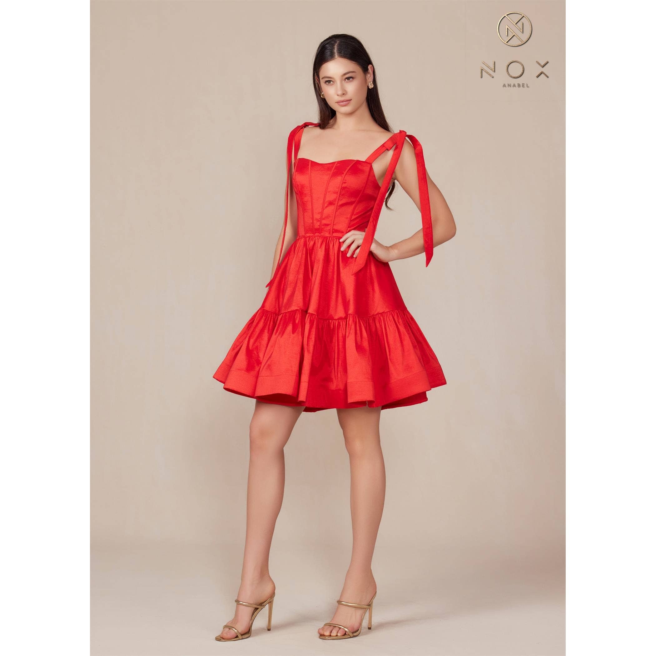 Noxanabel – wholesale Dress – Women's – Tie- Strap Corset Fit & Flare Wedding Dress T8698