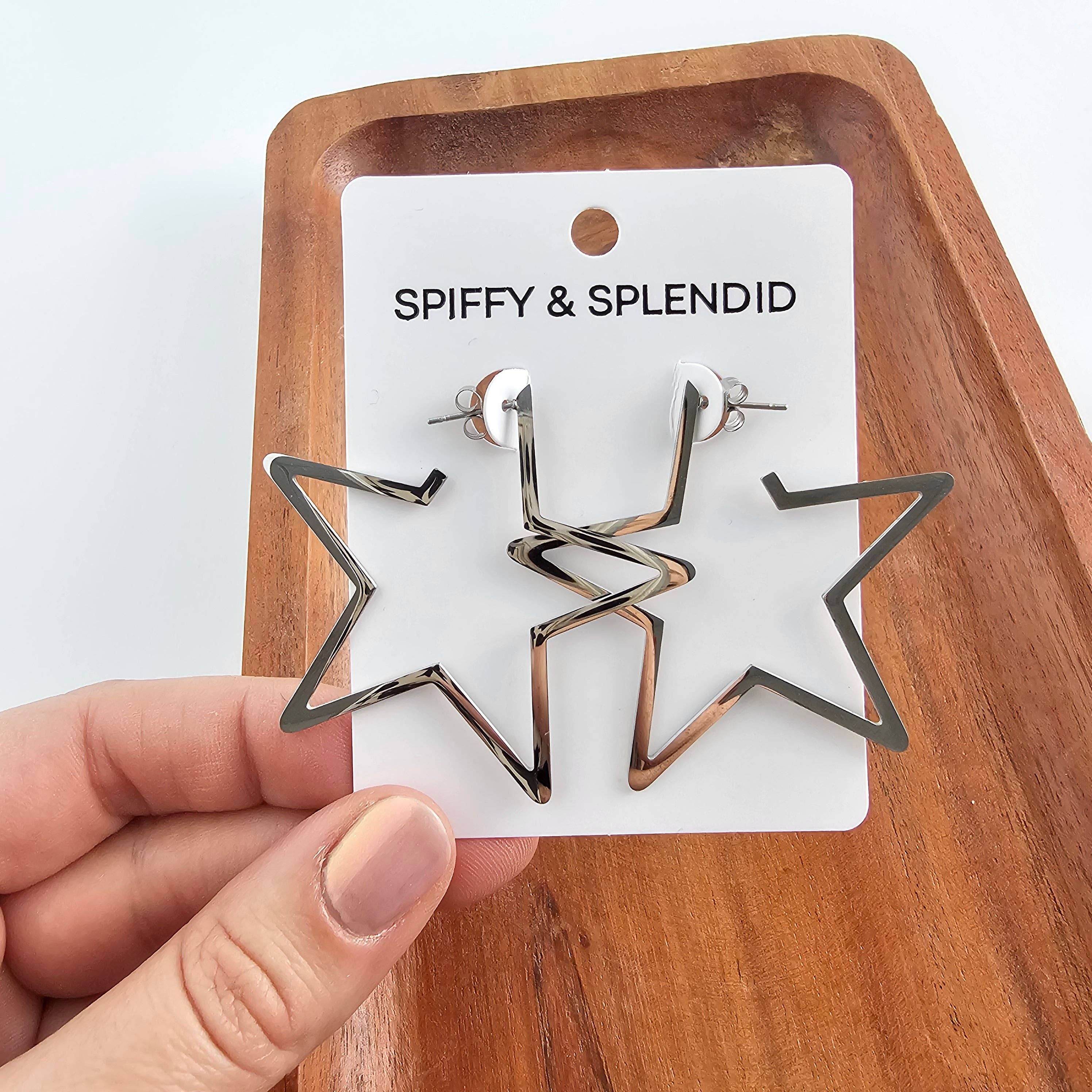 Spiffy & Splendid - Wholesale Hoop Earrings - Luxe Star Hoops - Silver // Jewelry, Earrings7